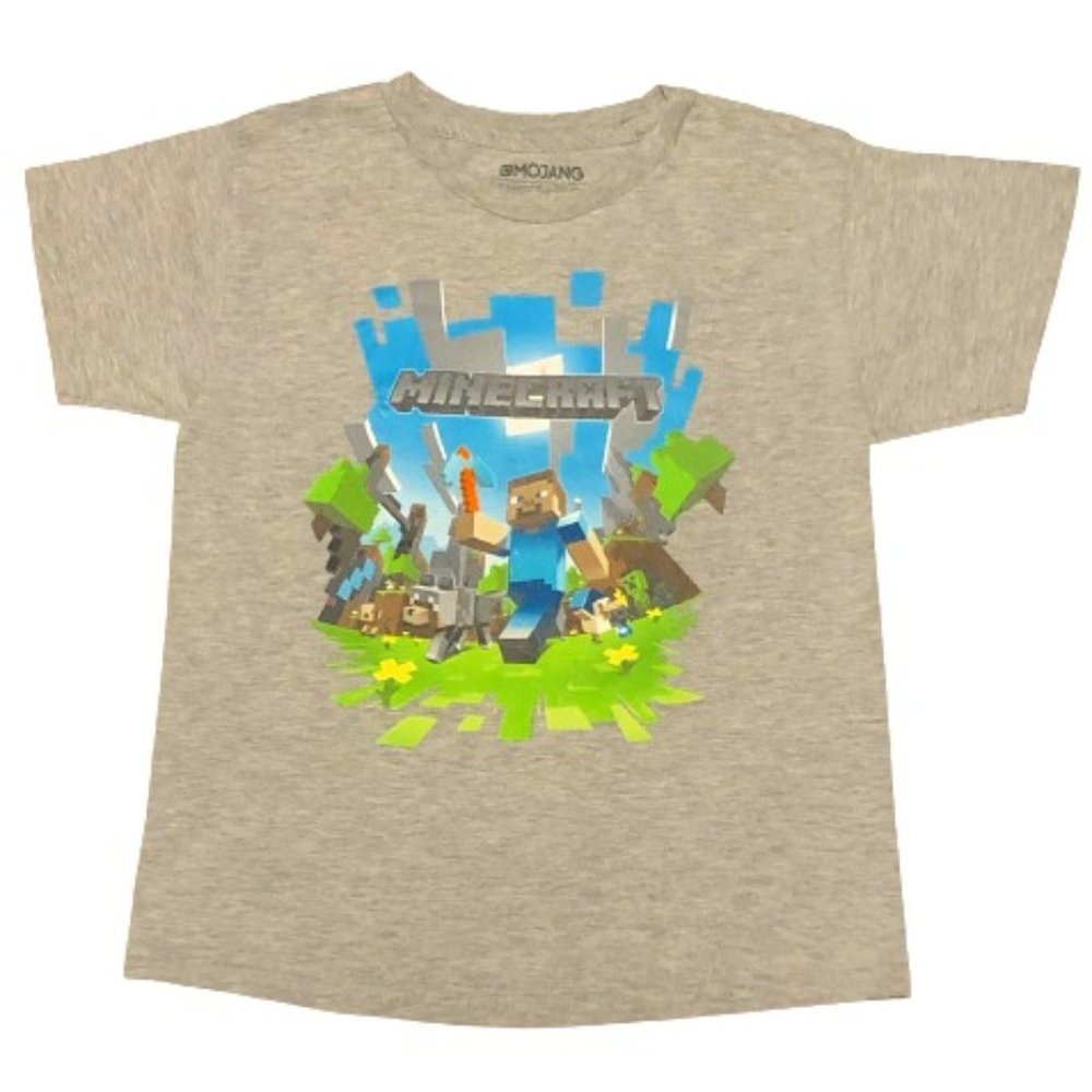 3/$15 MOJANG Minecraft Boys Short Sleeve Cotton Graphic Tee T Shirt Size SM